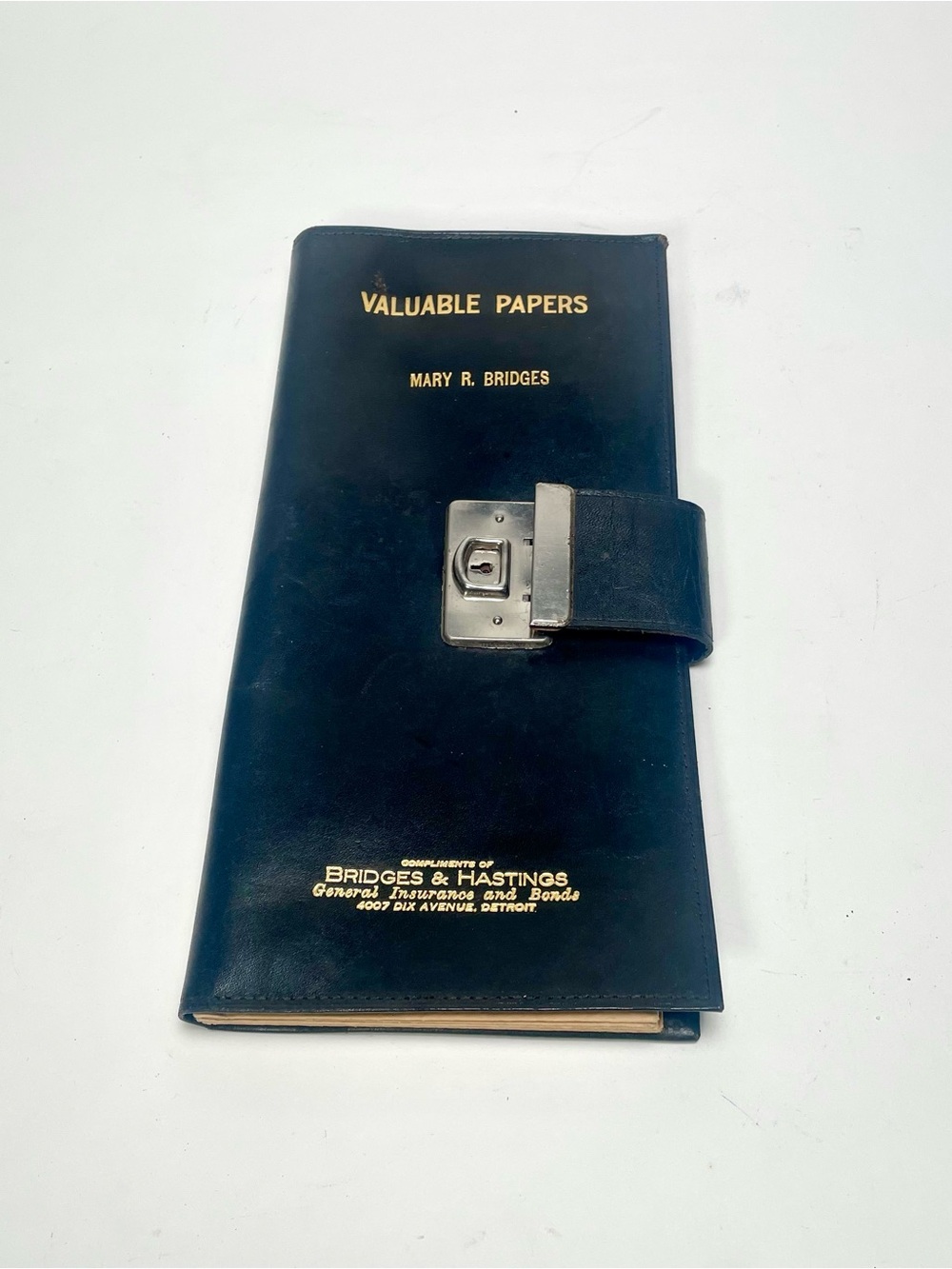 Vintage "Valuable Papers" document Wallet/Portfolio, Folder Detroit Insurance